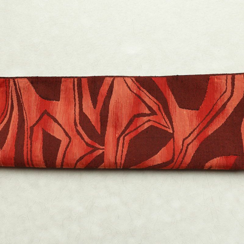 名古屋帯 六通柄 正絹 幾何学柄・抽象柄 通し仕立て 帯 橙_画像15