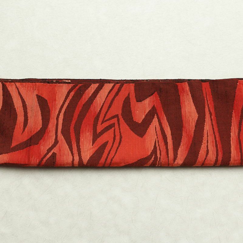 名古屋帯 六通柄 正絹 幾何学柄・抽象柄 通し仕立て 帯 橙_画像16
