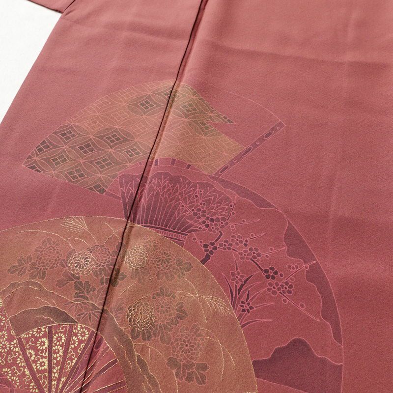 色留袖 一つ紋付き 正絹 古典柄 袷仕立て 身丈158cm 裄丈65cm 箔 刺繍 共八掛 金彩 フォーマル 着物 ピンク_画像5