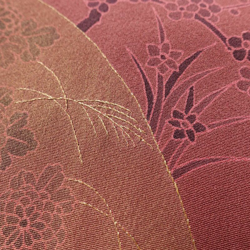 色留袖 一つ紋付き 正絹 古典柄 袷仕立て 身丈158cm 裄丈65cm 箔 刺繍 共八掛 金彩 フォーマル 着物 ピンク_画像8