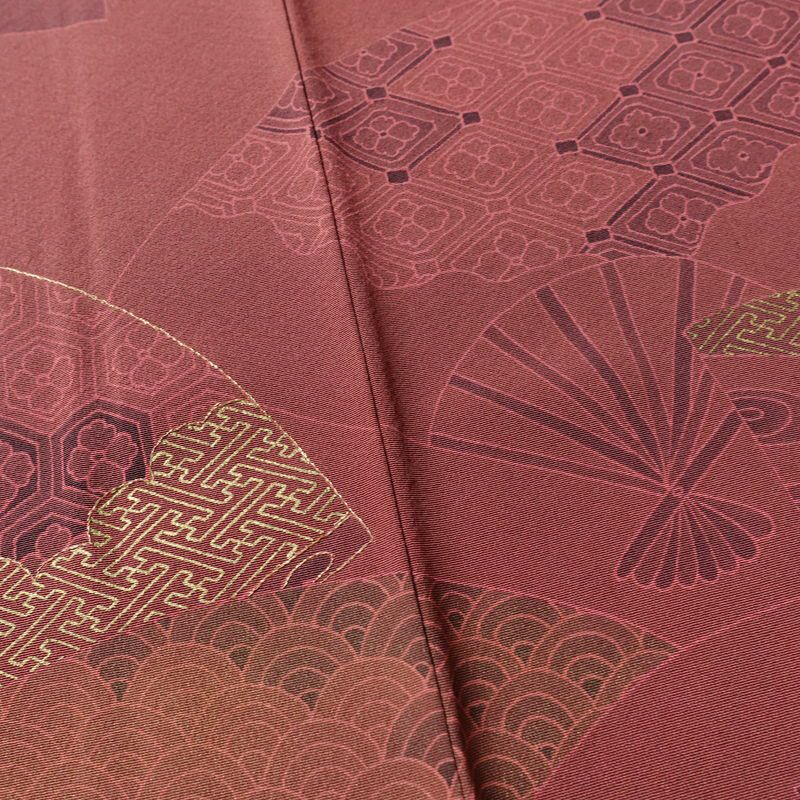 色留袖 一つ紋付き 正絹 古典柄 袷仕立て 身丈158cm 裄丈65cm 箔 刺繍 共八掛 金彩 フォーマル 着物 ピンク_画像10