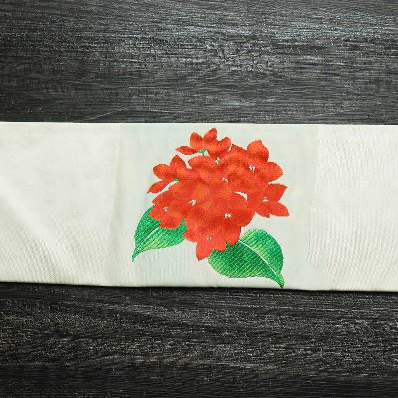 名古屋帯 太鼓柄 正絹 花柄 名古屋仕立て 銀糸 帯 白_画像14