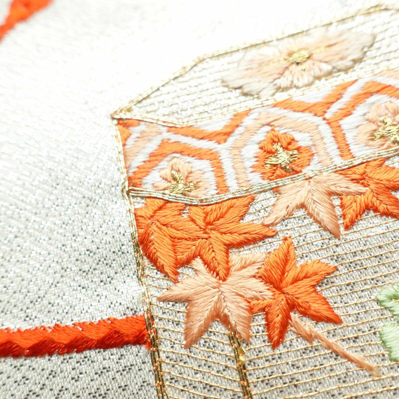 名古屋帯 太鼓柄 金駒刺繍 正絹 古典柄 名古屋仕立て 箔 刺繍 帯 金・銀_画像6