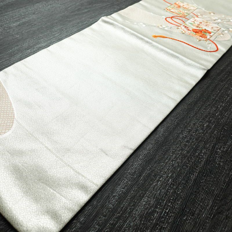 名古屋帯 太鼓柄 金駒刺繍 正絹 古典柄 名古屋仕立て 箔 刺繍 帯 金・銀_画像8
