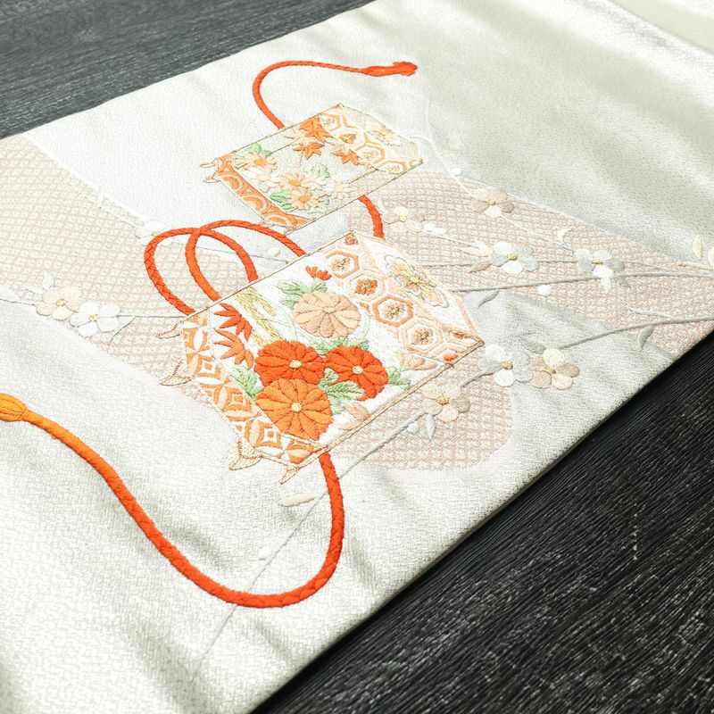 名古屋帯 太鼓柄 金駒刺繍 正絹 古典柄 名古屋仕立て 箔 刺繍 帯 金・銀_画像11