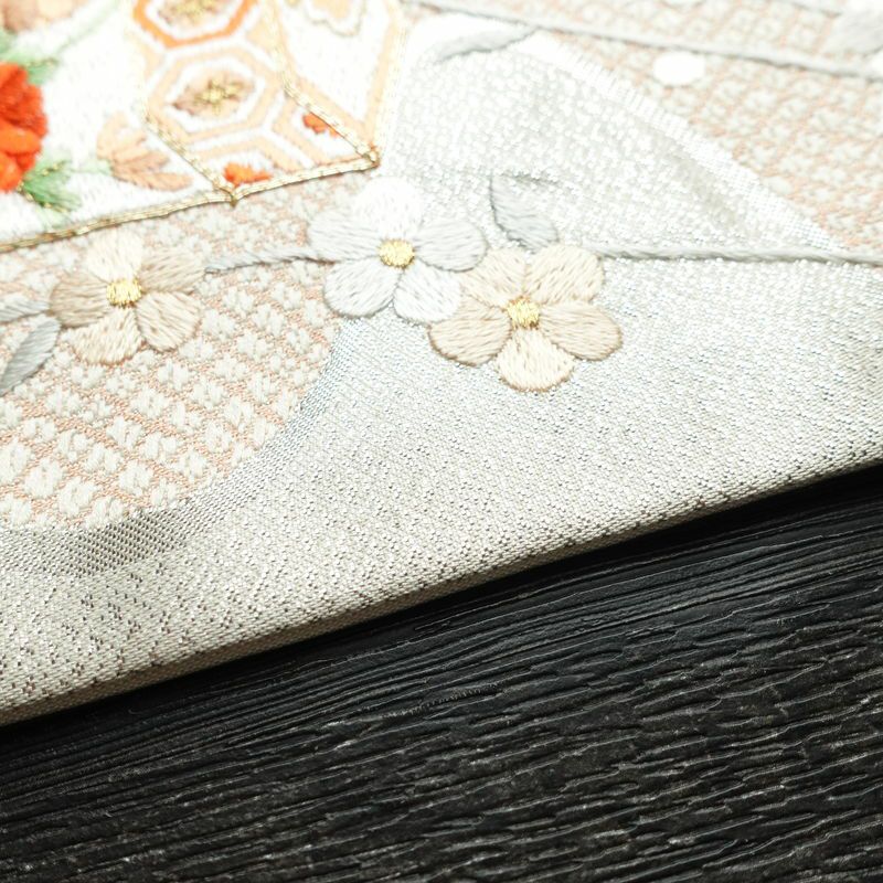 名古屋帯 太鼓柄 金駒刺繍 正絹 古典柄 名古屋仕立て 箔 刺繍 帯 金・銀_画像12