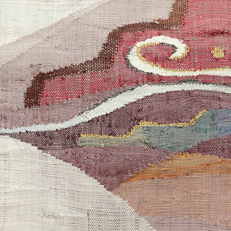 名古屋帯 太鼓柄 正絹 幾何学柄・抽象柄 松葉仕立て 帯 多色使い_画像2