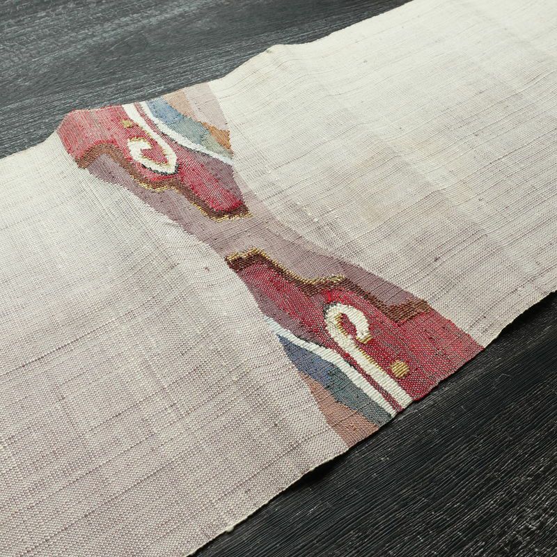 名古屋帯 太鼓柄 正絹 幾何学柄・抽象柄 松葉仕立て 帯 多色使い_画像11