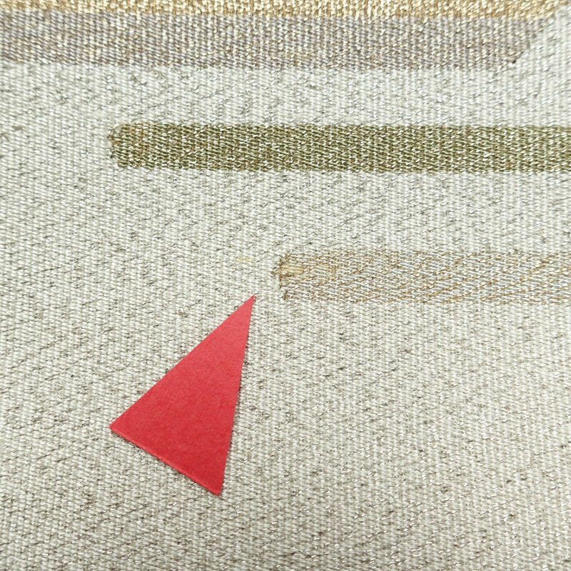 名古屋帯 つづれ織 太鼓柄 正絹 幾何学柄・抽象柄 松葉仕立て 銀糸 帯 金・銀_画像4