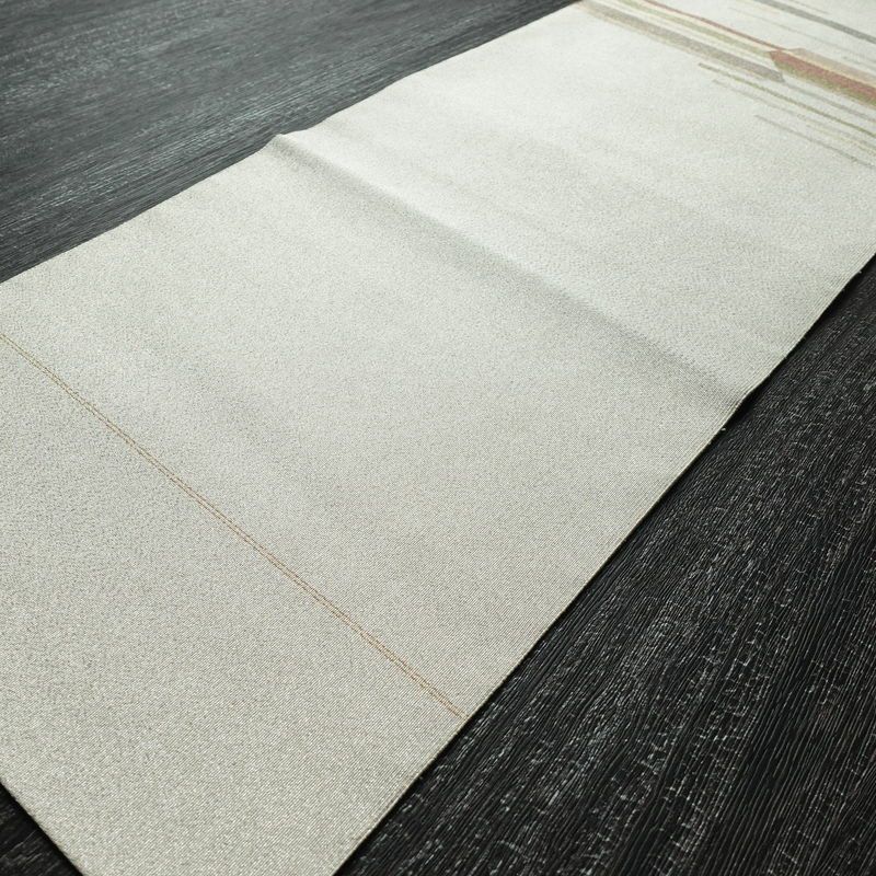 名古屋帯 つづれ織 太鼓柄 正絹 幾何学柄・抽象柄 松葉仕立て 銀糸 帯 金・銀_画像7