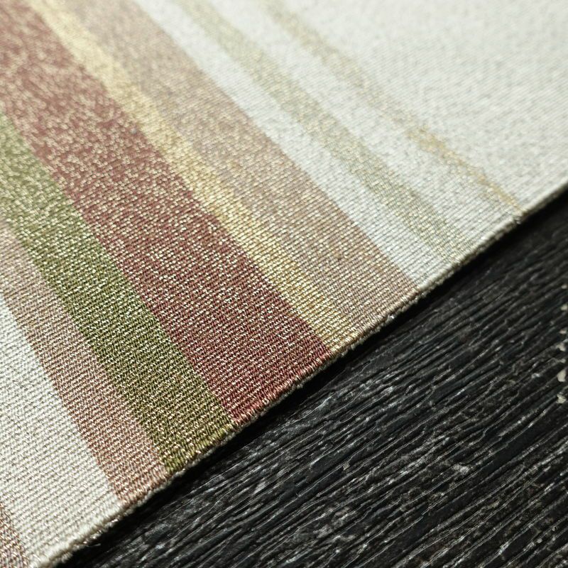 名古屋帯 つづれ織 太鼓柄 正絹 幾何学柄・抽象柄 松葉仕立て 銀糸 帯 金・銀_画像11