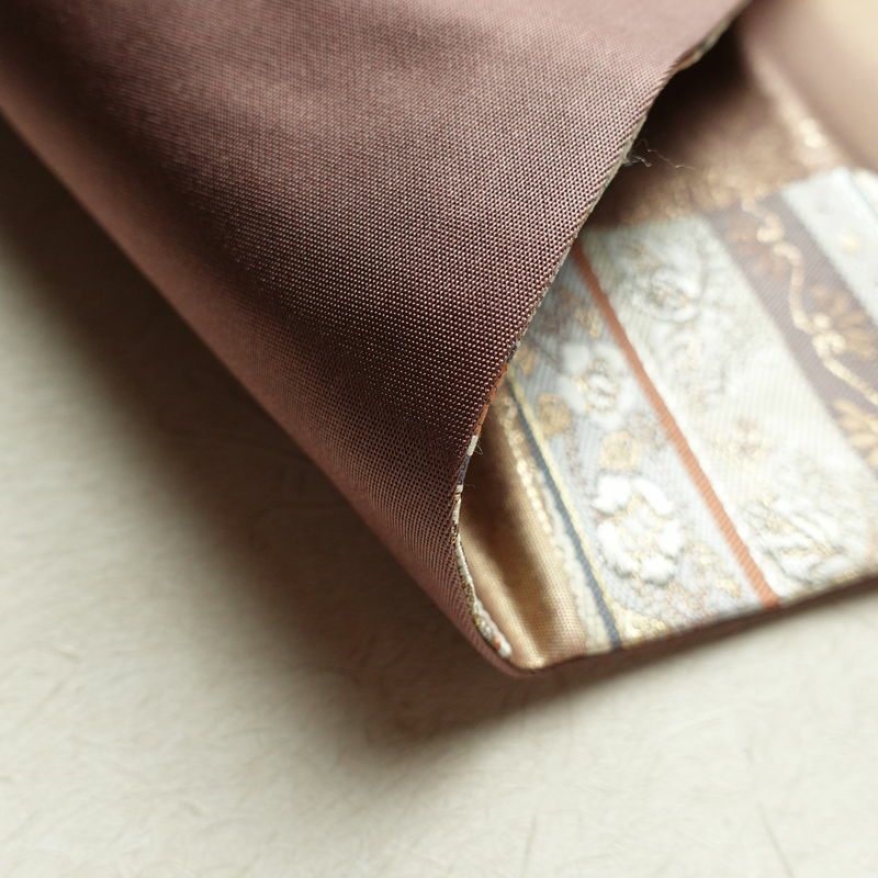 名古屋帯 太鼓柄 正絹 古典柄 名古屋仕立て 箔 金糸 帯 くすみパープル 紫・藤色_画像10