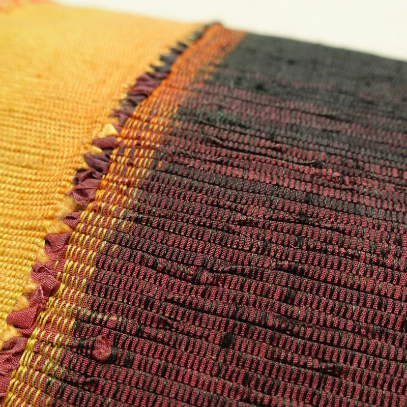 名古屋帯 紬地 太鼓柄 良品 正絹 幾何学柄・抽象柄 名古屋仕立て 帯 黄・黄土色_画像5