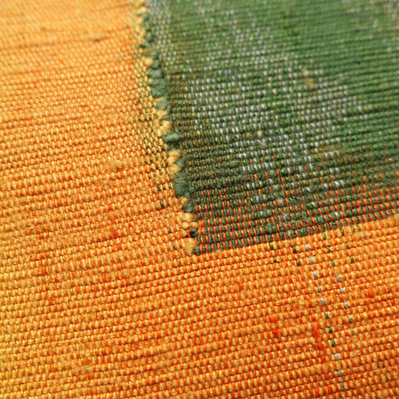 名古屋帯 紬地 太鼓柄 良品 正絹 幾何学柄・抽象柄 名古屋仕立て 帯 黄・黄土色_画像7