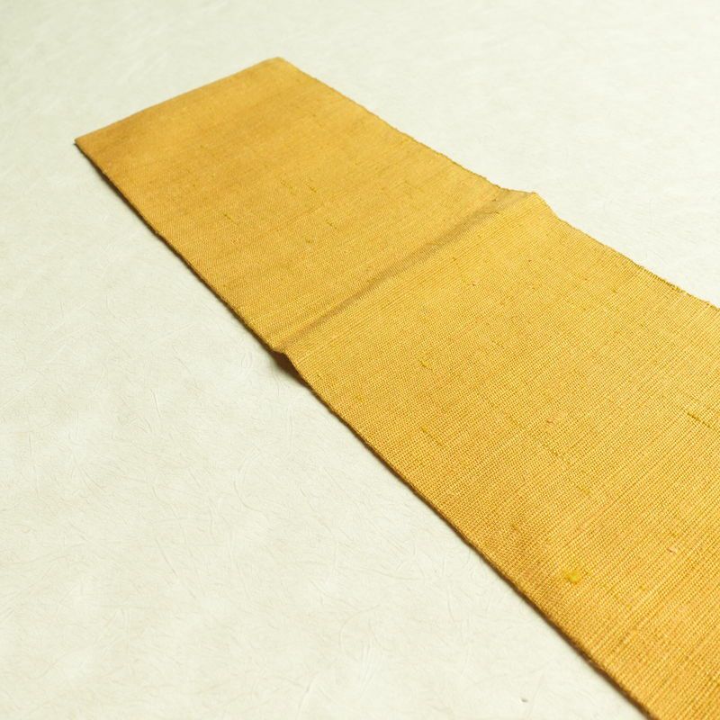 名古屋帯 紬地 太鼓柄 良品 正絹 幾何学柄・抽象柄 名古屋仕立て 帯 黄・黄土色_画像16