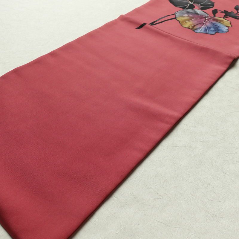 名古屋帯 太鼓柄 正絹 木の葉・植物柄 名古屋仕立て 帯 ピンク_画像8
