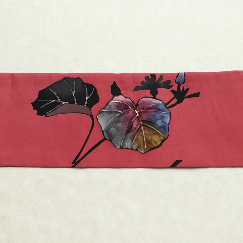 名古屋帯 太鼓柄 正絹 木の葉・植物柄 名古屋仕立て 帯 ピンク_画像13