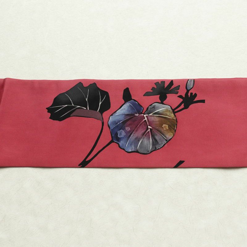 名古屋帯 太鼓柄 正絹 木の葉・植物柄 名古屋仕立て 帯 ピンク_画像14
