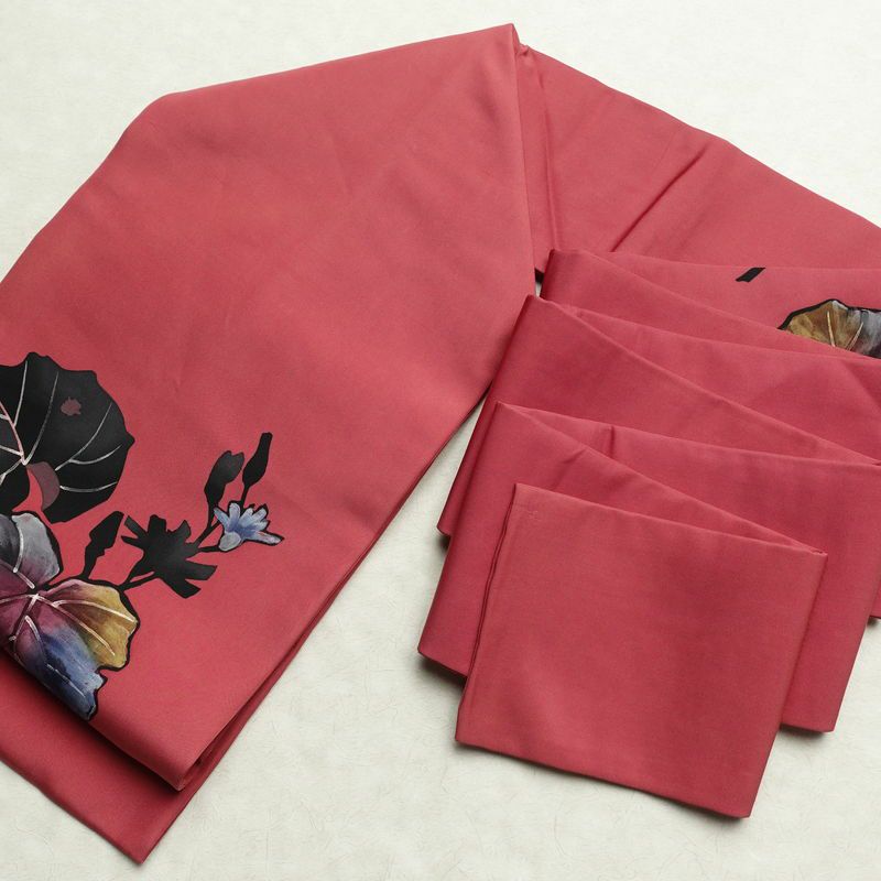 名古屋帯 太鼓柄 正絹 木の葉・植物柄 名古屋仕立て 帯 ピンク_画像16