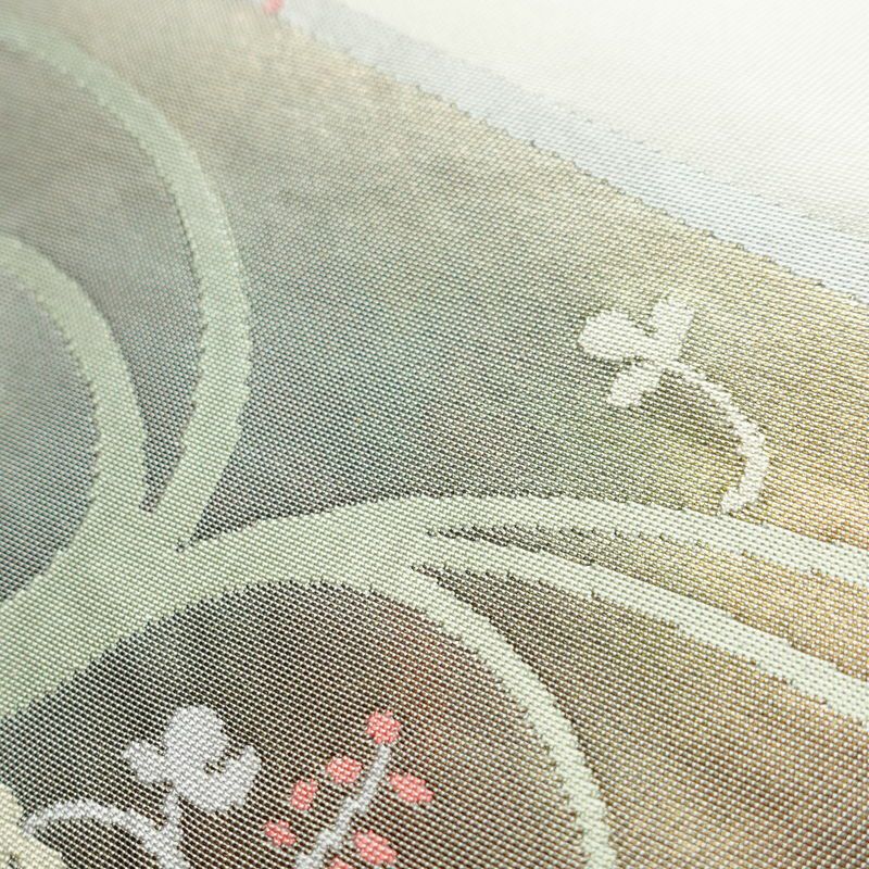 名古屋帯 太鼓柄 しつけ糸付き 正絹 人物・動物柄 名古屋仕立て 箔 帯 白_画像6