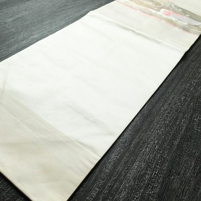 名古屋帯 太鼓柄 しつけ糸付き 正絹 人物・動物柄 名古屋仕立て 箔 帯 白_画像8