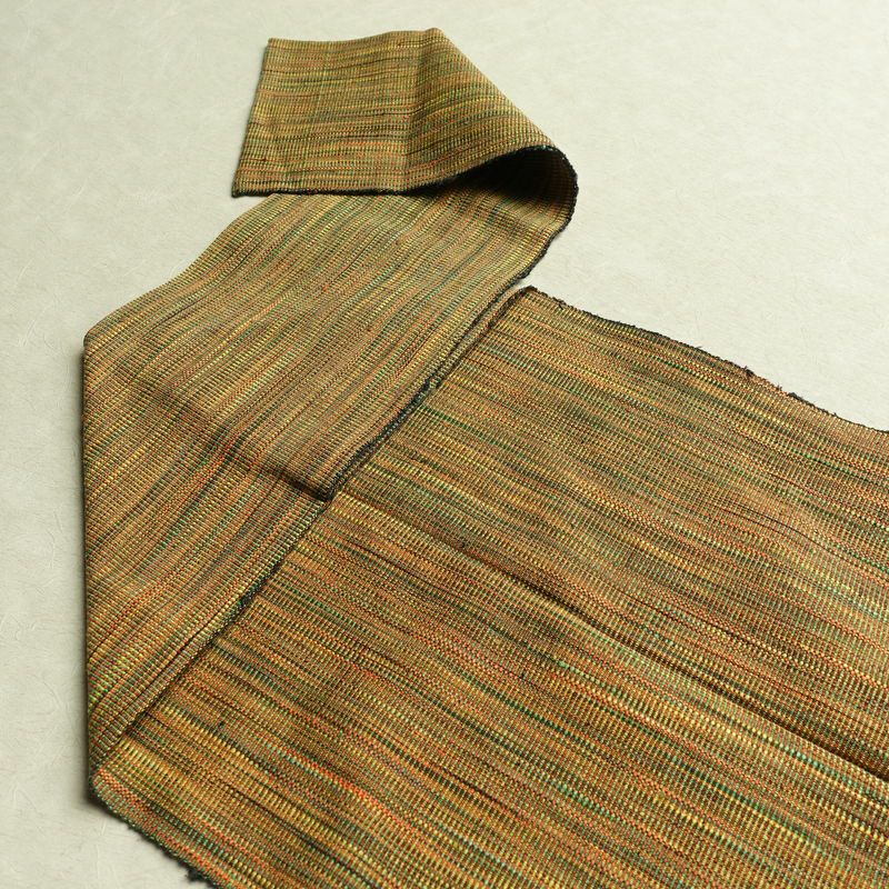 名古屋帯 全通柄 正絹 その他の柄 松葉仕立て 帯 黄・黄土色_画像15