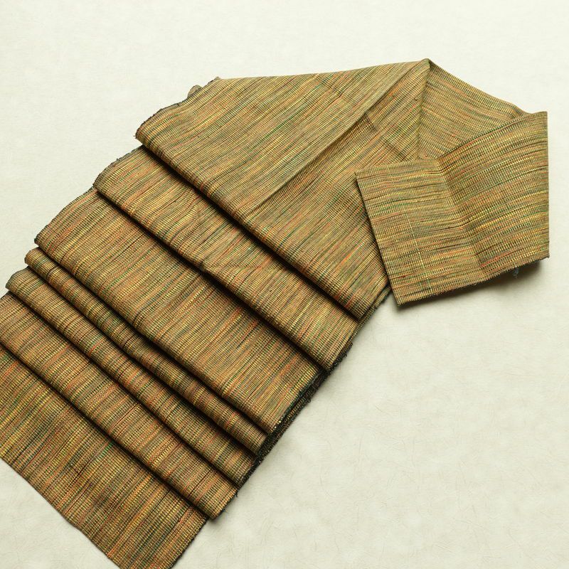 名古屋帯 全通柄 正絹 その他の柄 松葉仕立て 帯 黄・黄土色_画像17