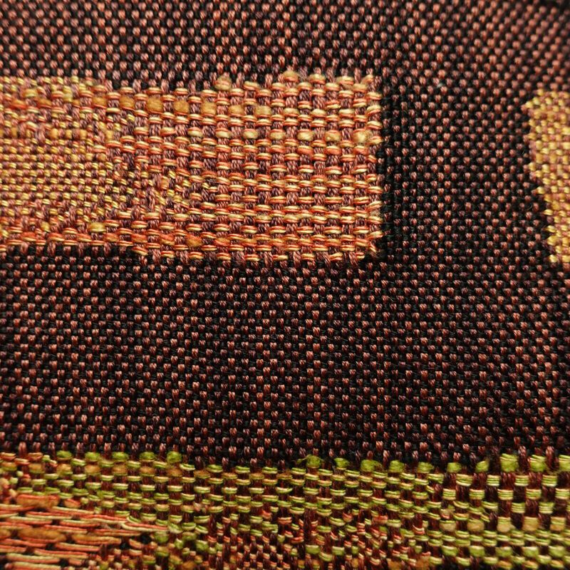 名古屋帯 太鼓柄 正絹 幾何学柄・抽象柄 通し仕立て 帯 茶_画像4