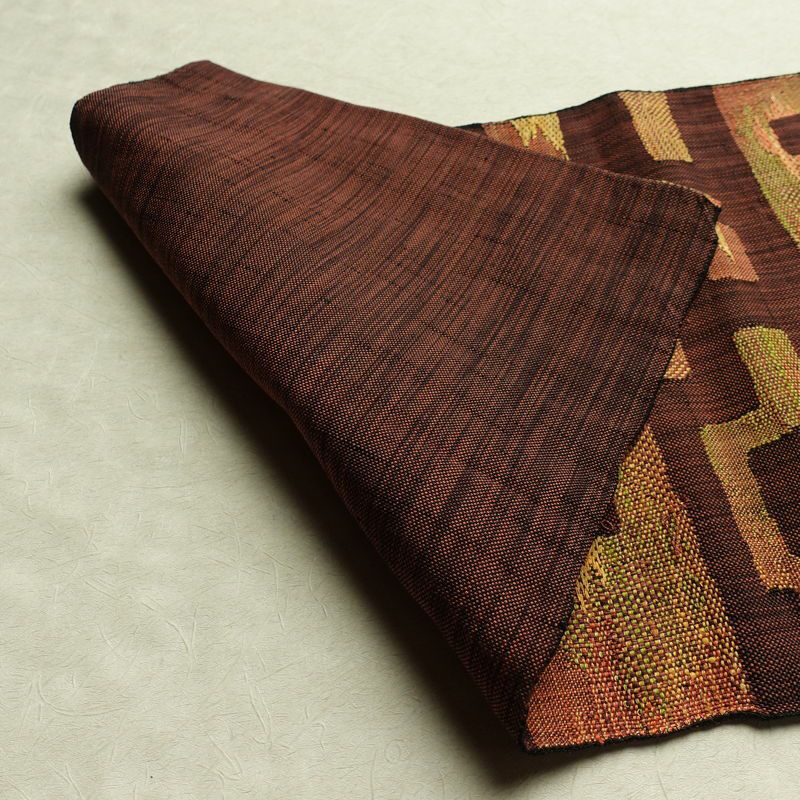 名古屋帯 太鼓柄 正絹 幾何学柄・抽象柄 通し仕立て 帯 茶_画像9
