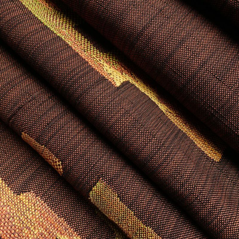 名古屋帯 太鼓柄 正絹 幾何学柄・抽象柄 通し仕立て 帯 茶_画像18