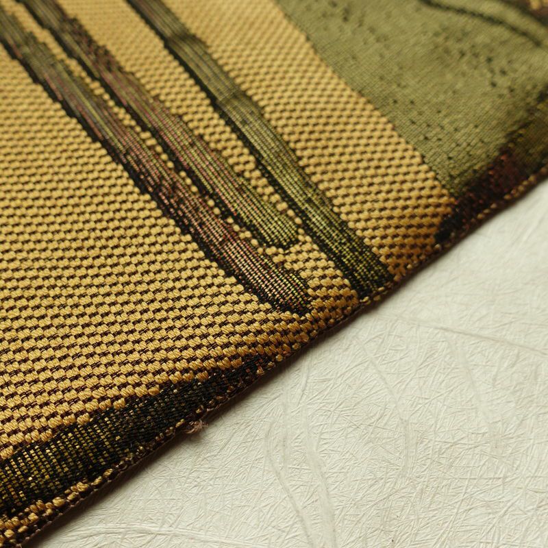 名古屋帯 六通柄 正絹 人物・動物柄 名古屋仕立て 帯 黄・黄土色_画像12