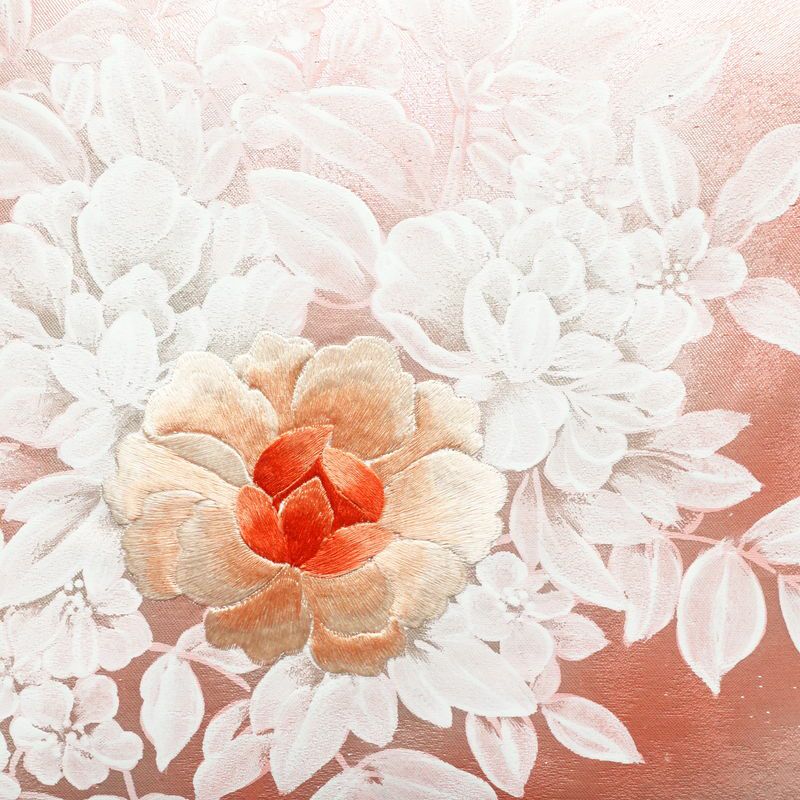 名古屋帯 太鼓柄 正絹 花柄 名古屋仕立て 箔 刺繍 帯 金・銀_画像2