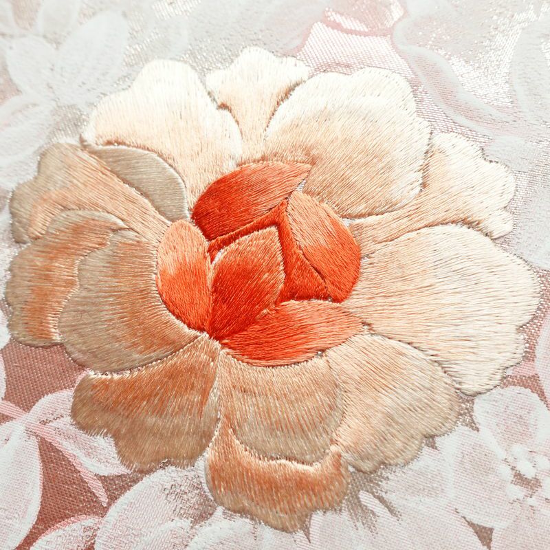 名古屋帯 太鼓柄 正絹 花柄 名古屋仕立て 箔 刺繍 帯 金・銀_画像3