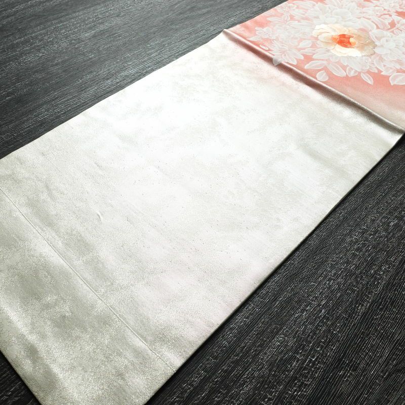 名古屋帯 太鼓柄 正絹 花柄 名古屋仕立て 箔 刺繍 帯 金・銀_画像8