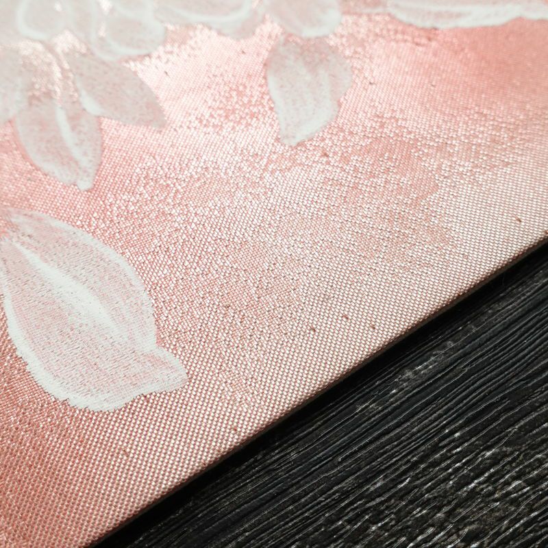 名古屋帯 太鼓柄 正絹 花柄 名古屋仕立て 箔 刺繍 帯 金・銀_画像11