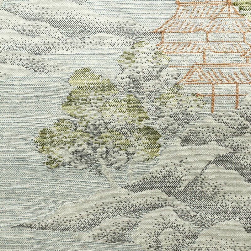 名古屋帯 六通柄 正絹 風景柄 松葉仕立て 帯 青・紺_画像2