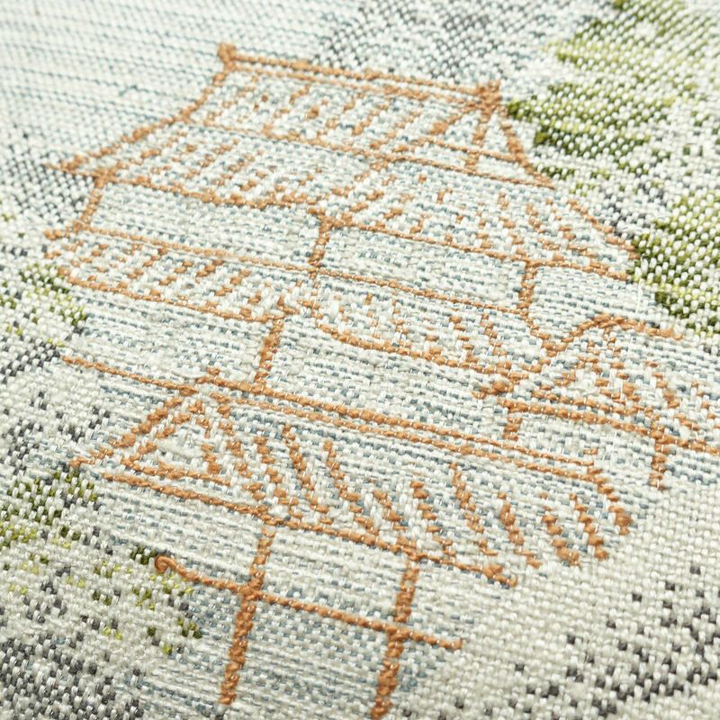 名古屋帯 六通柄 正絹 風景柄 松葉仕立て 帯 青・紺_画像3