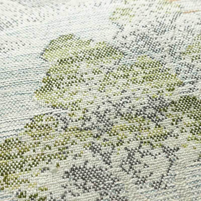 名古屋帯 六通柄 正絹 風景柄 松葉仕立て 帯 青・紺_画像4