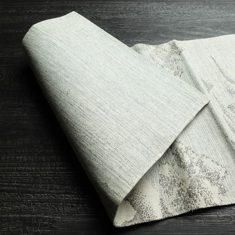 名古屋帯 六通柄 正絹 風景柄 松葉仕立て 帯 青・紺_画像7