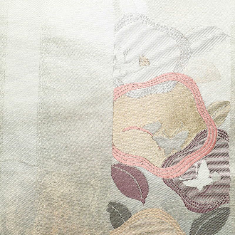 名古屋帯 太鼓柄 正絹 通し仕立て 箔 帯 金・銀_画像2