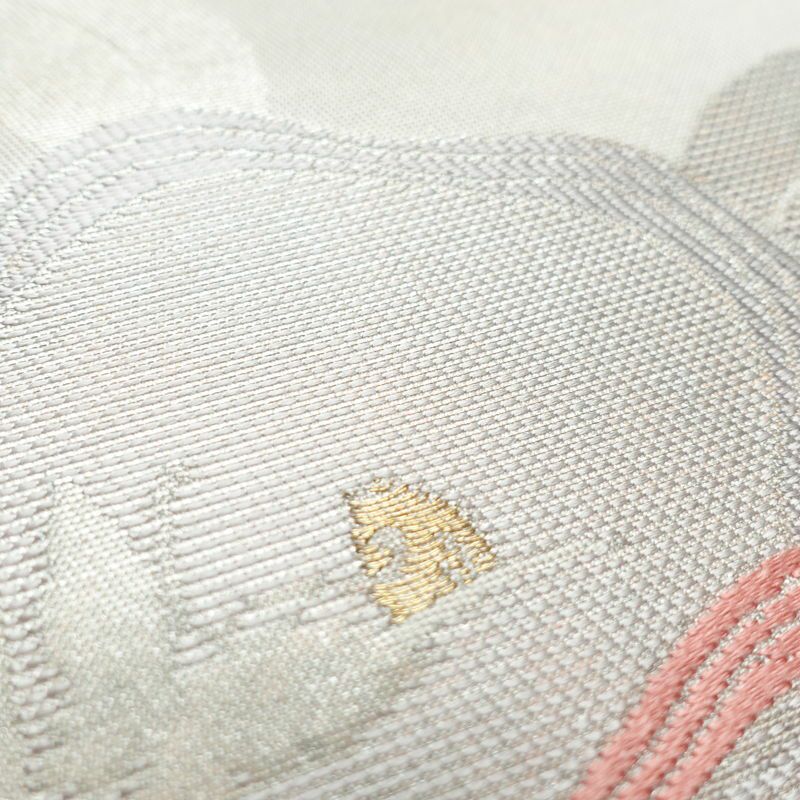 名古屋帯 太鼓柄 正絹 通し仕立て 箔 帯 金・銀_画像5