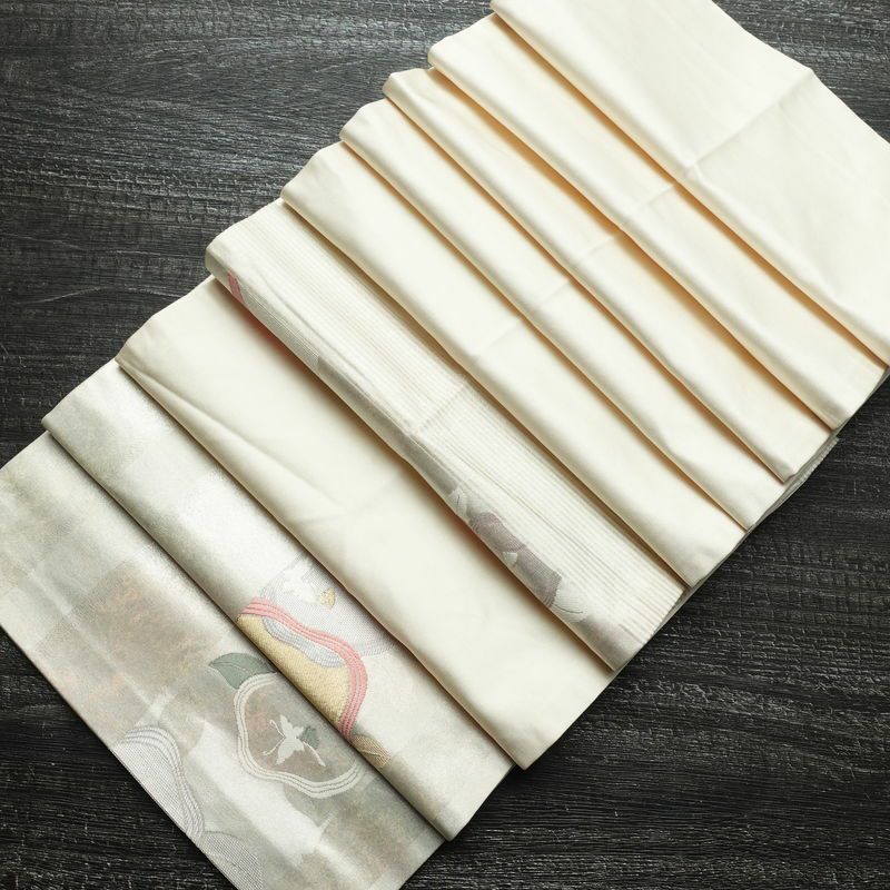 名古屋帯 太鼓柄 正絹 通し仕立て 箔 帯 金・銀_画像19