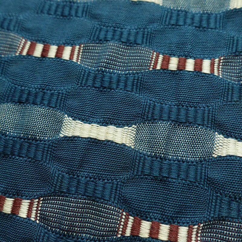 袋帯 全通柄 一般用 正絹 幾何学柄・抽象柄 帯 青・紺_画像3