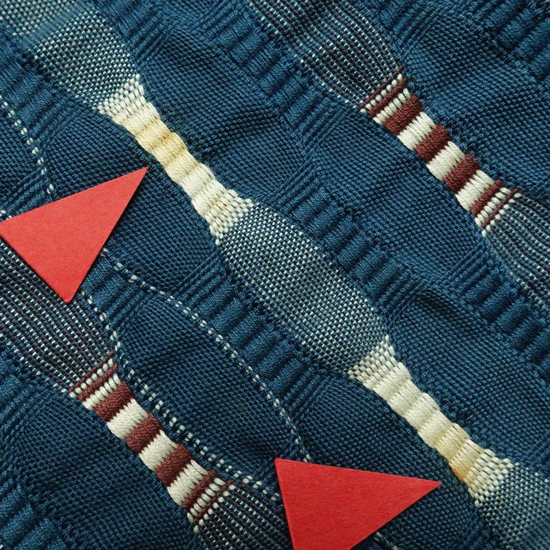 袋帯 全通柄 一般用 正絹 幾何学柄・抽象柄 帯 青・紺_画像14