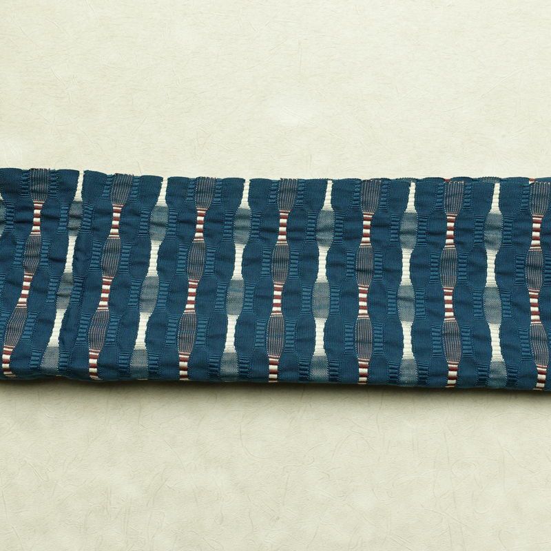 袋帯 全通柄 一般用 正絹 幾何学柄・抽象柄 帯 青・紺_画像16