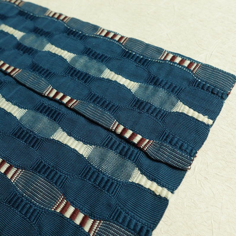 袋帯 全通柄 一般用 正絹 幾何学柄・抽象柄 帯 青・紺_画像19