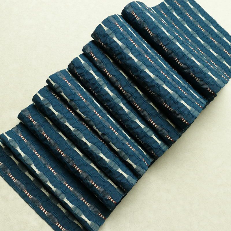 袋帯 全通柄 一般用 正絹 幾何学柄・抽象柄 帯 青・紺_画像20