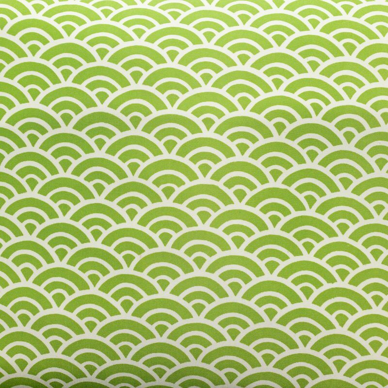 名古屋帯 全通柄 良品 正絹 青海波 流水・波柄 名古屋仕立て 帯 緑・うぐいす色_画像2