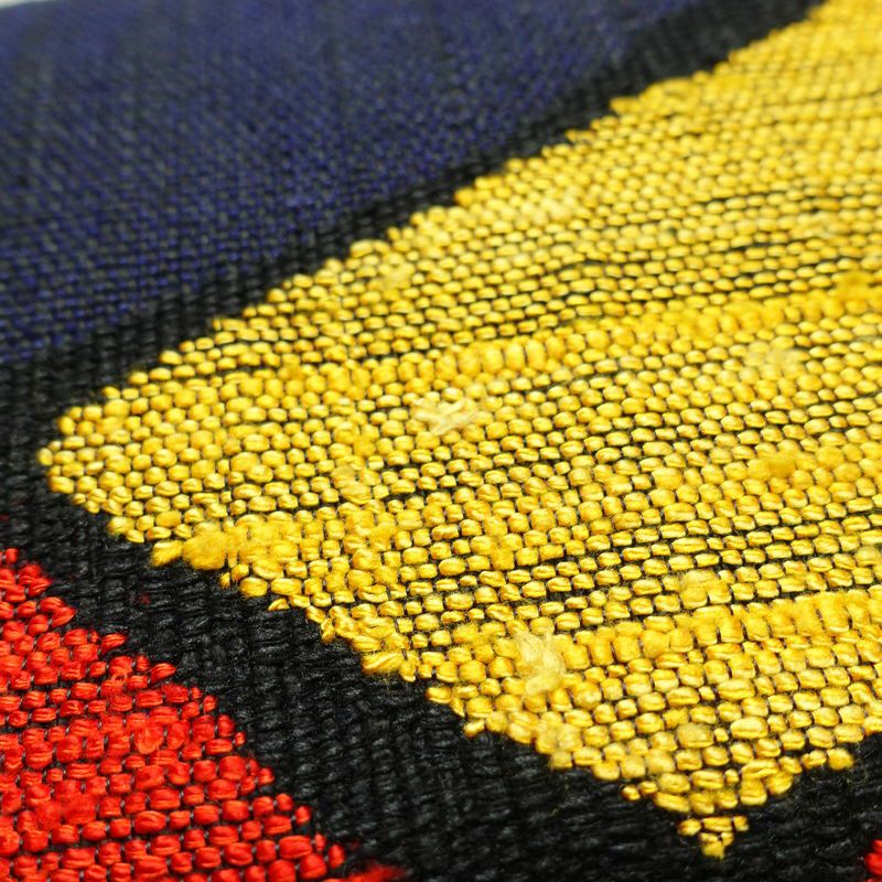 名古屋帯 太鼓柄 美品 正絹 幾何学柄・抽象柄 松葉仕立て 帯 青・紺_画像5