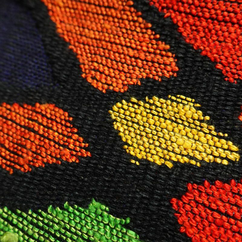 名古屋帯 太鼓柄 美品 正絹 幾何学柄・抽象柄 松葉仕立て 帯 青・紺_画像6